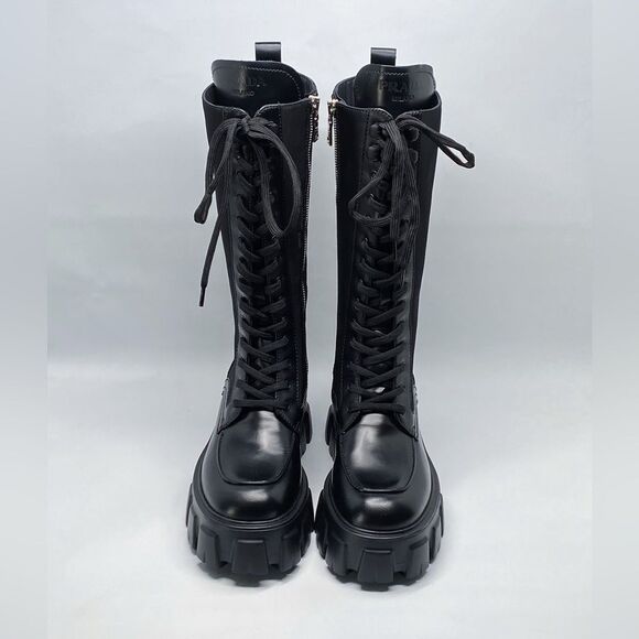 Prada Lug-Sole Tall Leather Combat Boots size 35 - Picture 3 of 16